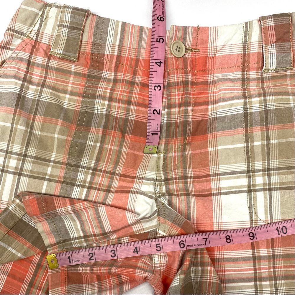 St John’s Bay plaid shorts coral tan wht 6 petite - Picture 8 of 11